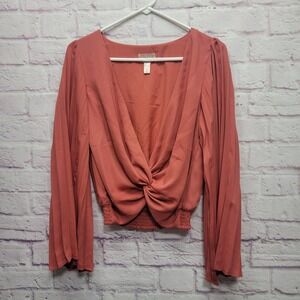 Willow & Root Twisted Front Top Size S Pleated Sleeves Smocked Romantic Layering
